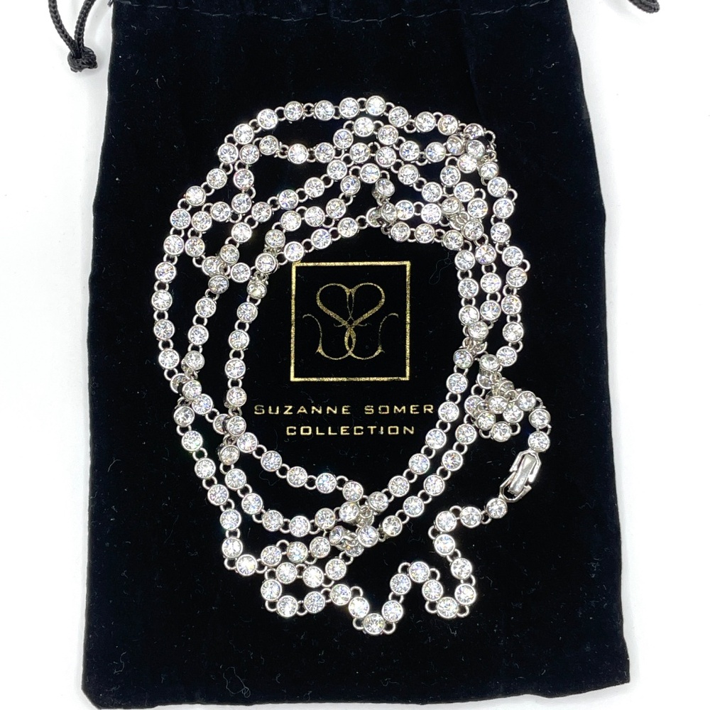 Suzanne Somers Collection Silver Tone CZ Tennis Style Necklace 50"